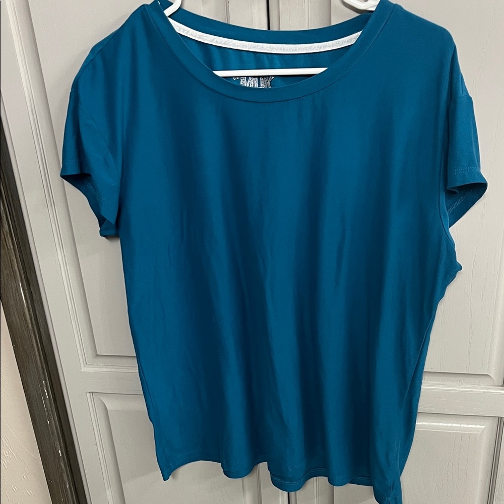 Women's Teal Short Sleeve Scoop Neck Top